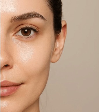 Close-up of firmer, smoother skin after eight weeks